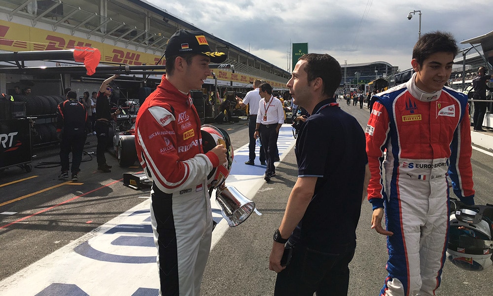 Nicolas Todt i Charles Leclerc 2016 GP3 padok
