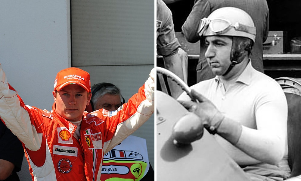 Kimi Raikkonen 2008 i Alberto Ascari 1953