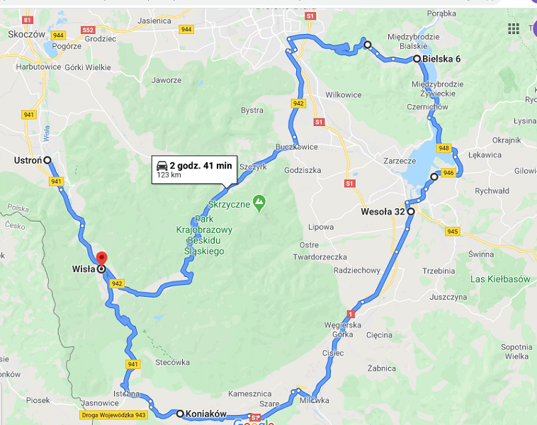 Ustroń-Wisła-Żywiec-Koniaków-Wisła