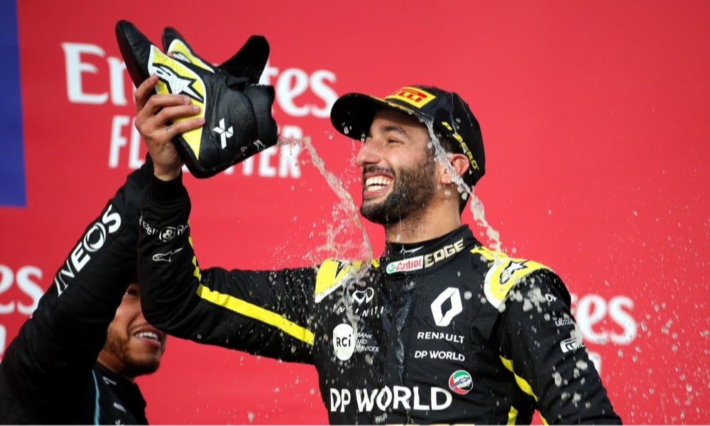 Ricciardo na podium Imola 2020