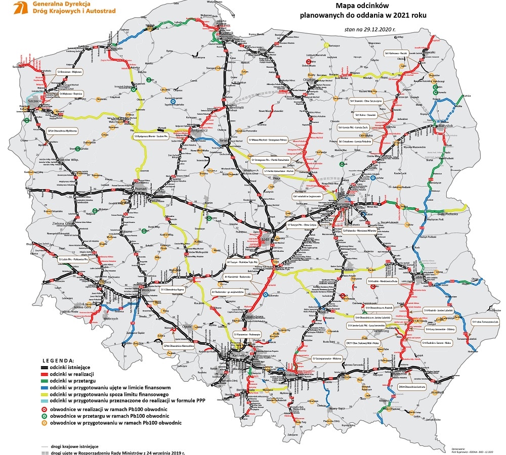 planowane drogi w Polsce na 2021 rok