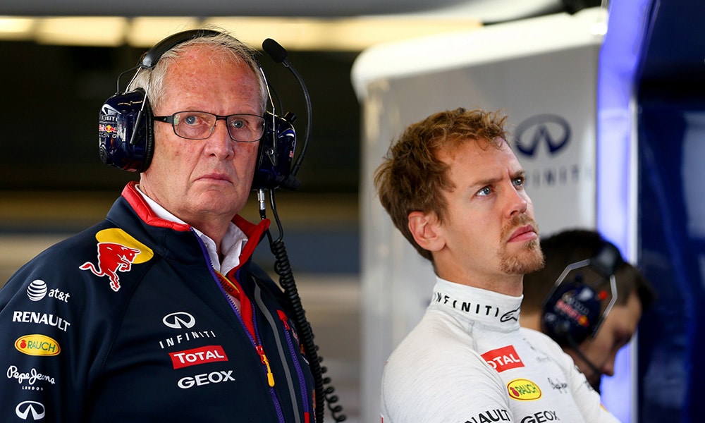Marko i Vettel w Red Bullu 2014