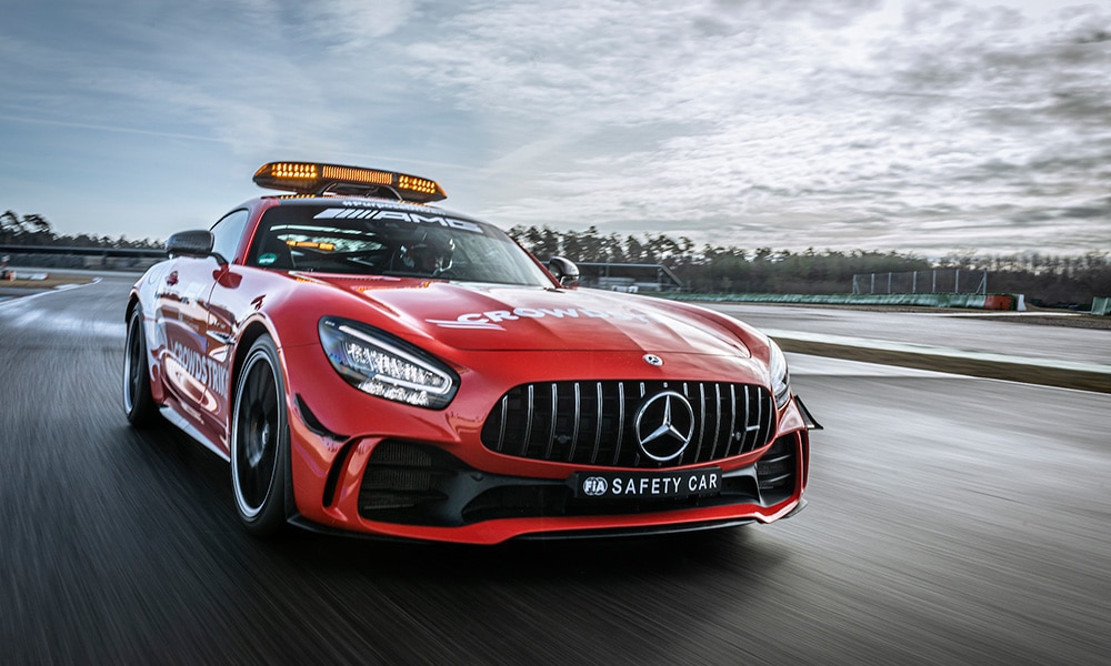 Mercedes AMG GT R samochód bezpieczeństwa f1 2021 czerwony