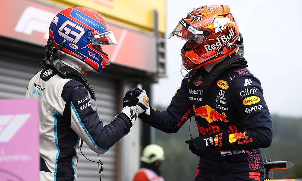 Russell i Verstappen Williams Red Bull F1 2021 GP Belgii kwalifikacje