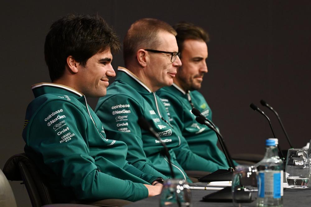 Lance Stroll Andy Cowell Fernando Alonso konferencja prasowa F1 75 Launch